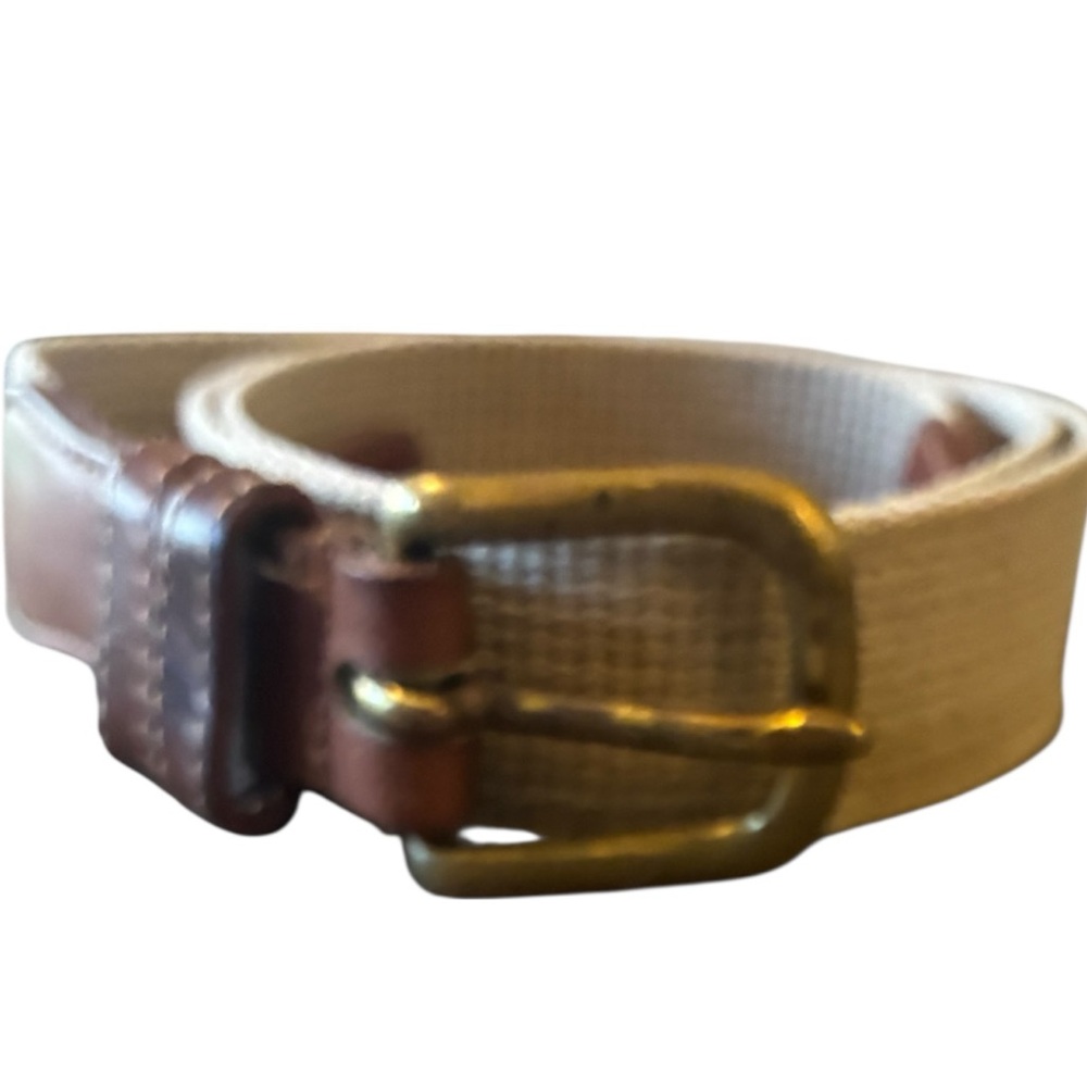 Vintage Coach Natural Linen & Leather Belt